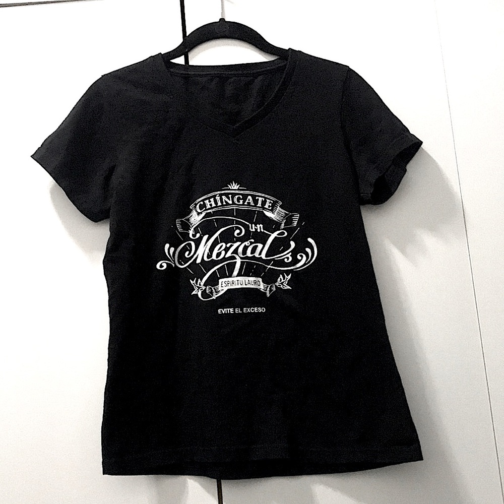 Black V Neck Graphic Tee Chingate Mezcal